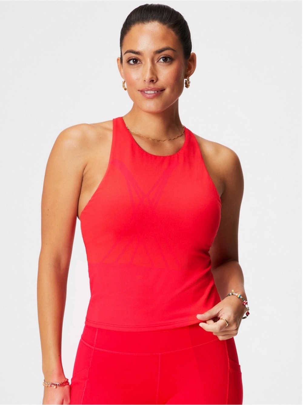 Fabletics Strappy Built In Bra Tank Classic Cherry Red S NWT